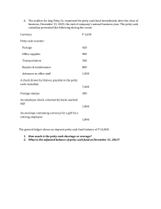 Petty Cash Reconciliation Problem