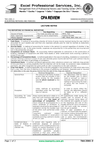 Tax Accounting Methods & Periods Lecture Notes