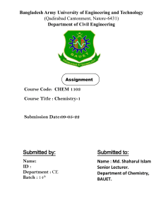 Chemistry-1 Assignment, BAUET