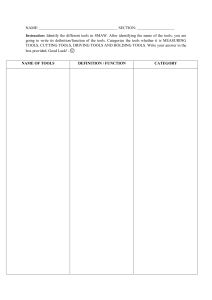 SMAW Tools Identification Worksheet