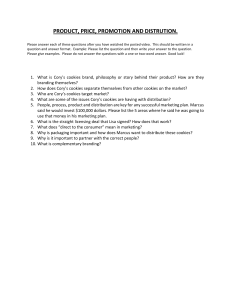 Cory's Cookies Marketing Mix Worksheet