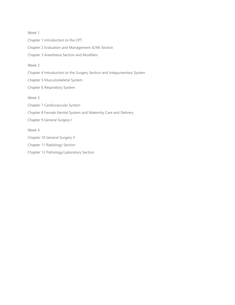CPT Coding Course Outline