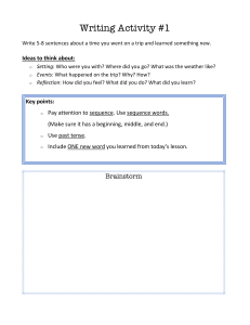 Writing Activity: Trip & New Learning