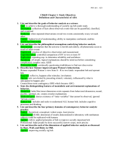 ABA Definitions & Characteristics: PSY 481 Course Material