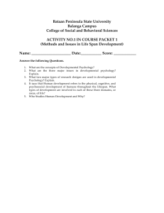 Lifespan Development Activity Sheet