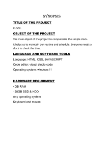 Digital Clock Project Synopsis