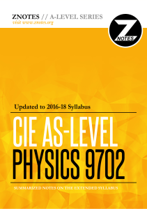 CIE AS-Level Physics 9702: Summarized Notes