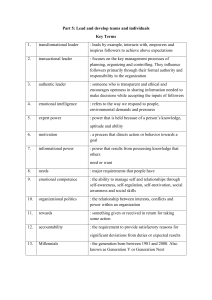 Leadership Key Terms: Team Development & Management