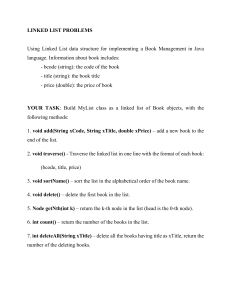 Linked List Book Management Problem in Java
