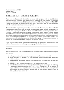 Macroeconomics Problem Set 1: Mankiw & Taylor Ch. 1-3
