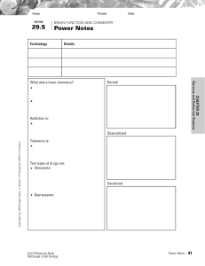 Brain Function & Chemistry Worksheet