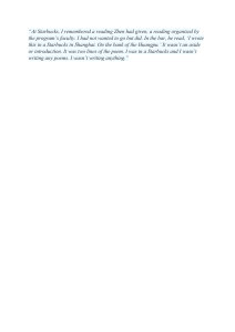 Starbucks Poetry Reading Reflection