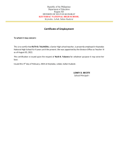 Certificate of Employment - Ruth B. Talavera