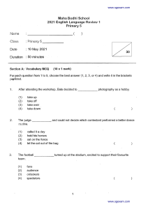 Primary 5 English Vocabulary Review - Maha Bodhi School