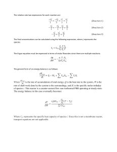 Chemical Reaction Engineering Equations