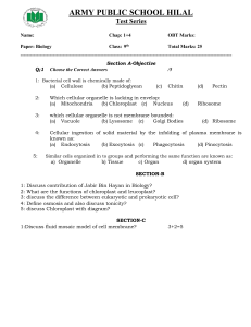 9th Grade Biology Test: Cell Structure & Processes