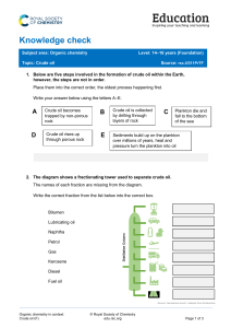 Crude Oil Formation & Separation Worksheet