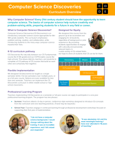 Computer Science Discoveries Curriculum Overview