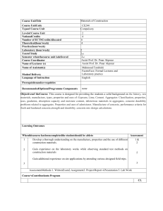 Materials of Construction Course Unit Description