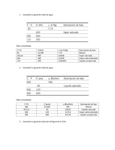 Tabla de Propiedades Termodinámicas: Agua y R-134a