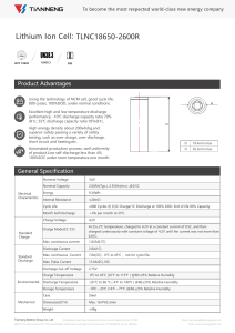TLNC18650-2600R Lithium Ion Cell Datasheet
