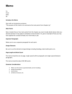 Memo Template: Chapter Summary