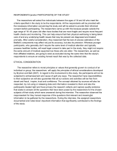 Research Study: Respondent Selection & Ethics