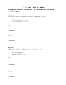 Type I & II Errors: Scenarios & Consequences