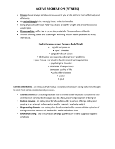 Active Recreation, Fitness & Eating Disorders Overview