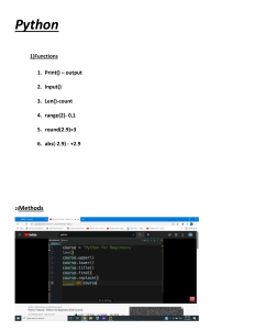Python Functions, Methods, and Data Structures