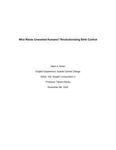 Unwanted Pregnancies: Revolutionizing Birth Control Essay