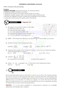 Calculus Functions: Limits, Continuity Diagnostic Test