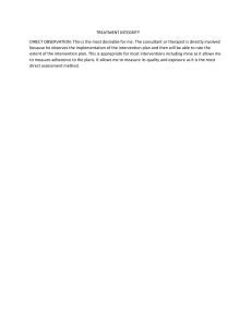 Treatment Integrity: Direct Observation