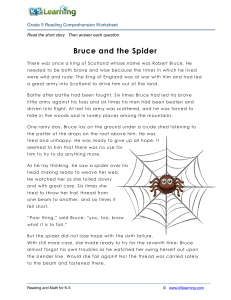Hoja de Trabajo de Comprensión Lectora: Bruce y la Araña