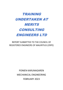 Mechanical Engineering Training Report