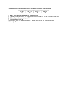 Chemical Kinetics: O + Benzene Reaction Worksheet