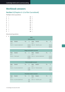 IGCSE/O Level Accounting Workbook Answers: Ch 8-13