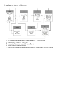Hospital Database Schema Design & Requirements