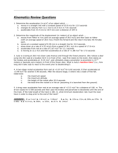 Kinematics Review Questions: Physics Problems & Solutions