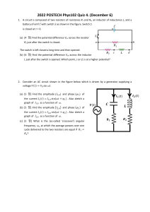 POSTECH Physics Quiz: Circuits and AC Analysis
