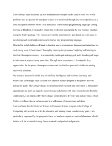 Computer Science Master's Statement of Purpose