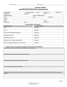 IEP Form: Individualized Education Program Template