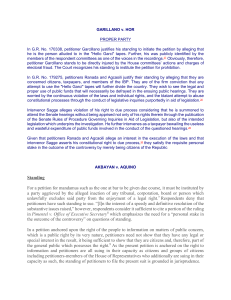 Standing in Legal Cases: Garillano v. HOR & Akbayan v. Aquino