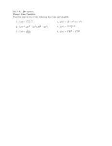 Derivatives Power Rule Practice Worksheet
