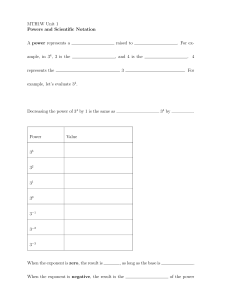 Powers and Scientific Notation Worksheet