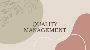 Quality Management: TQM, Dimensions, Improvement, Planning