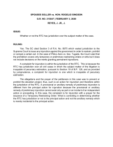 RTC Jurisdiction in Injunction Cases: Soller vs. Singson