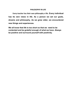 Philosophy in Life: Personal Reflections