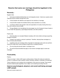 Same-Sex Marriage Legalization in the Philippines Essay