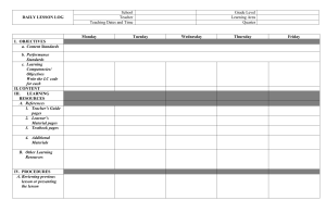 Daily Lesson Log Template for Teachers